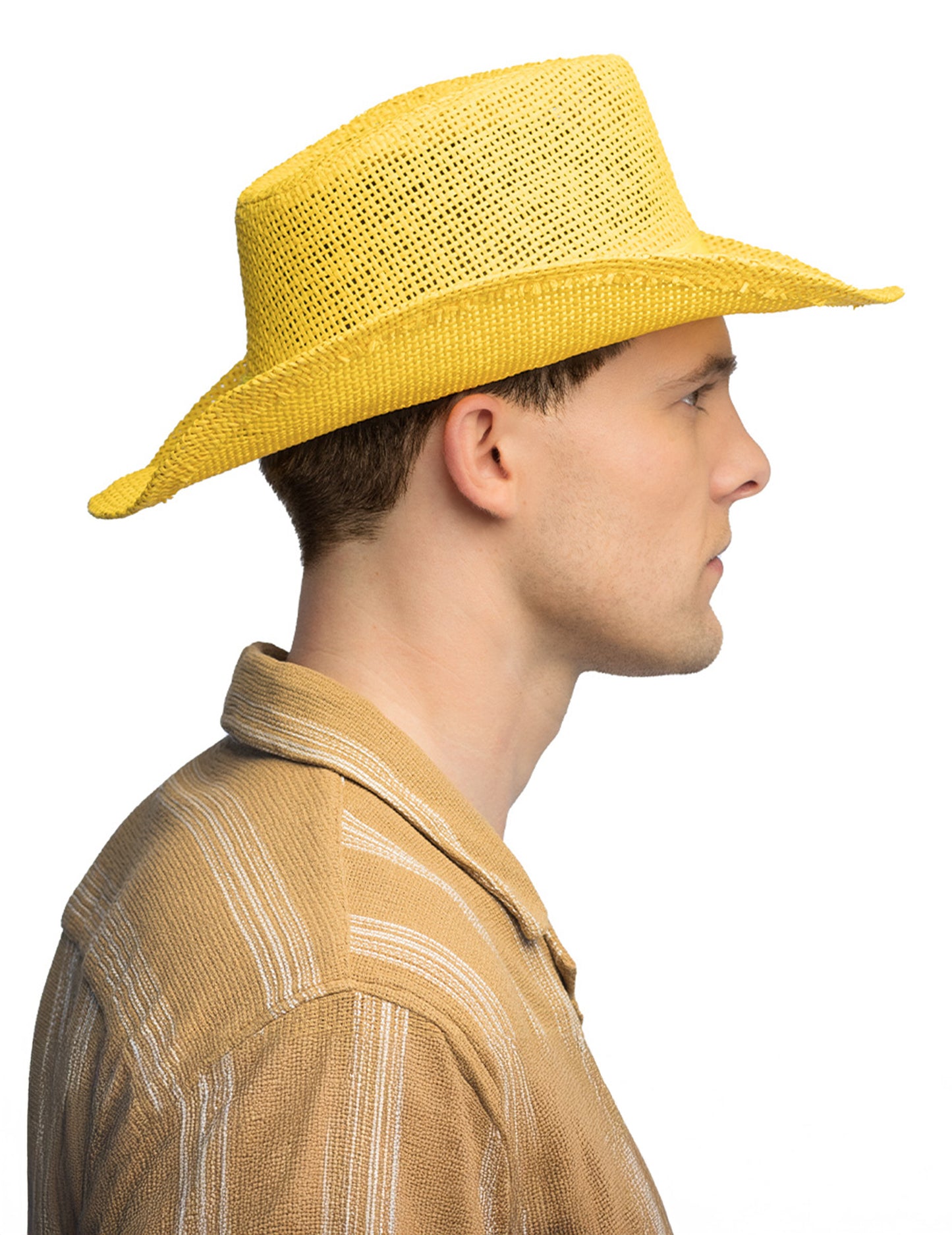 Pălărie de cowboy împletită galbenă pentru adulți