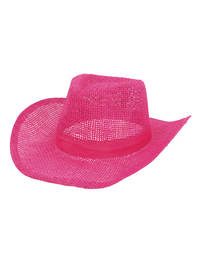 Pălărie de cowboy împletită roz pentru adulți