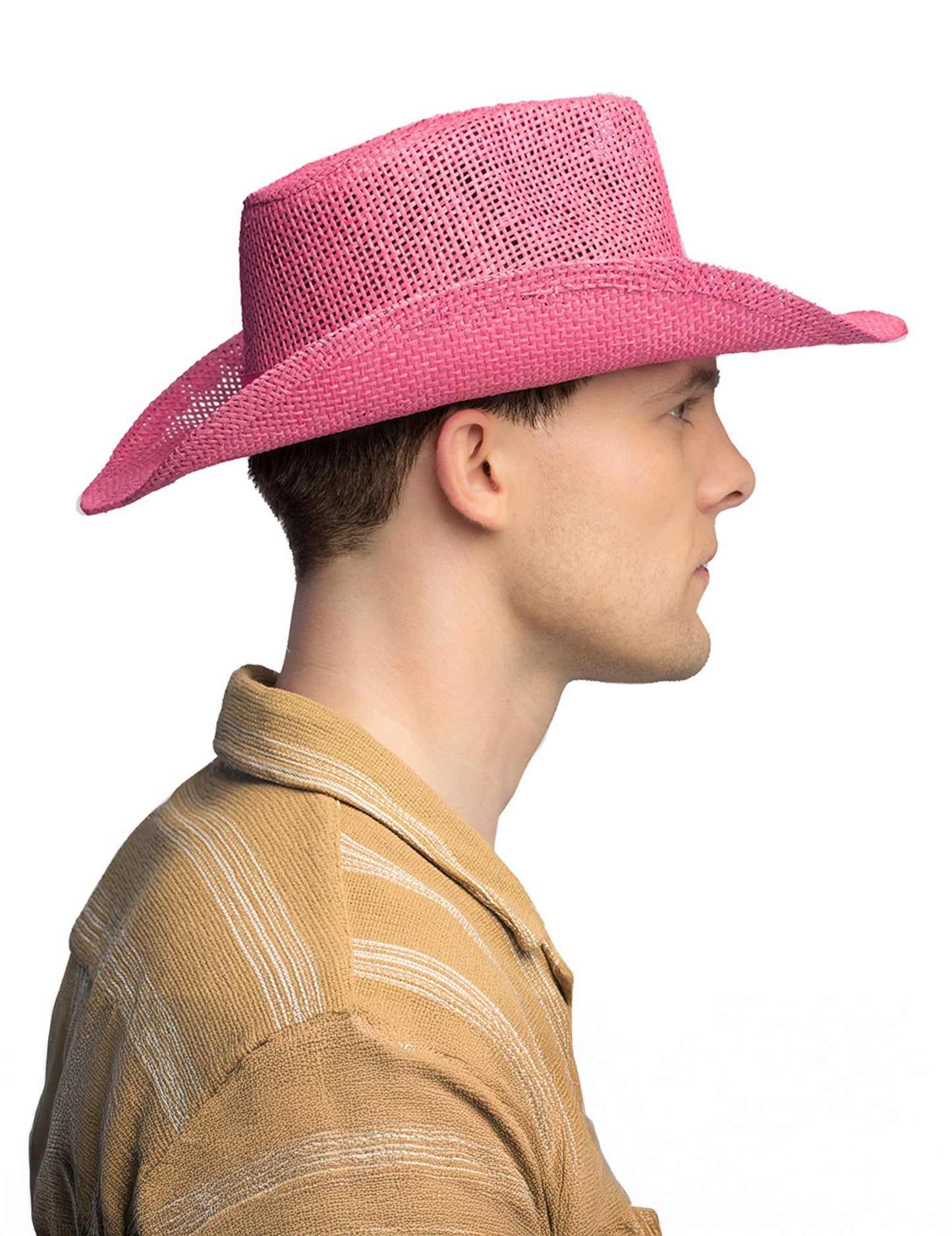 Pălărie de cowboy împletită roz pentru adulți