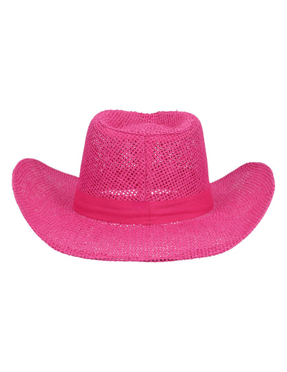 Pălărie de cowboy împletită roz pentru adulți