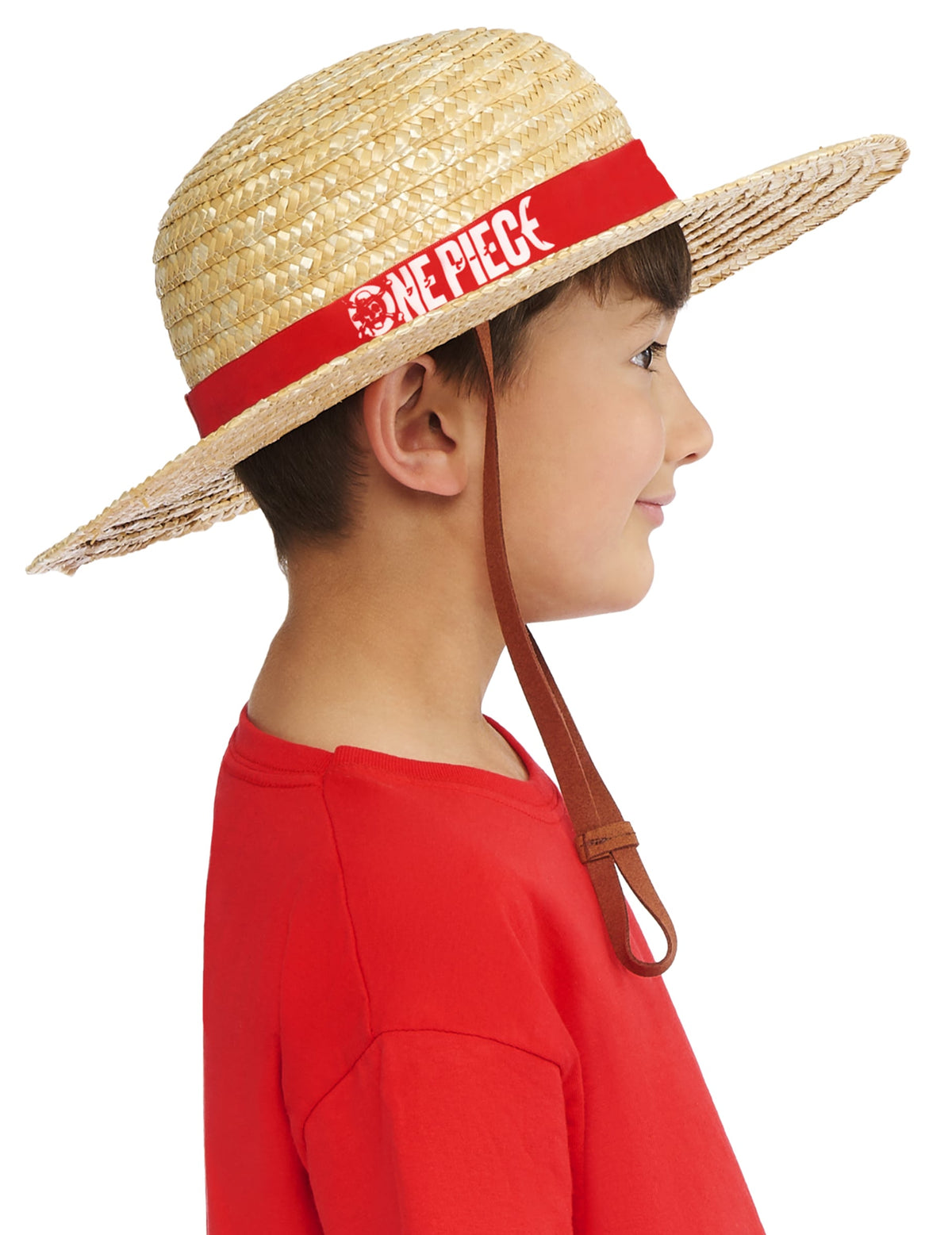 Vue de profil du chapeau de pirate Luffy One Piece pour enfant