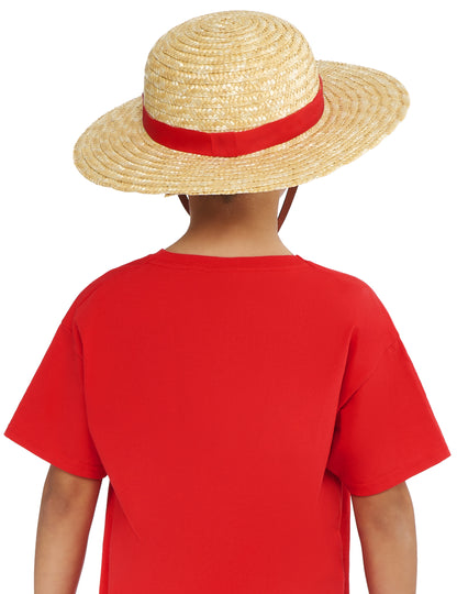 Vue de dos du chapeau de pirate Luffy One Piece pour enfant