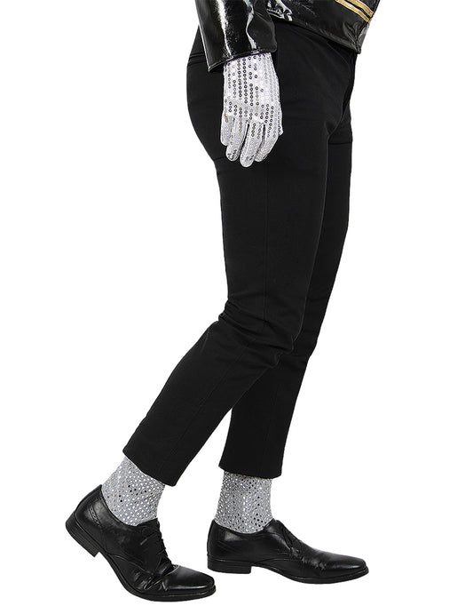 Vue de profil du gant à sequins du chapeau et gant Michael Jackson