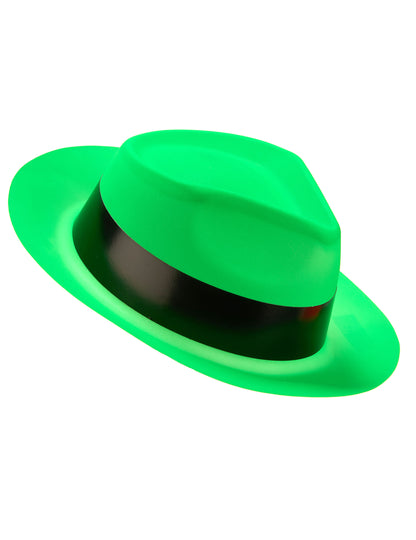 Chapeau gangster vert fluo adulte