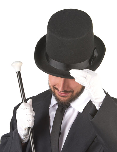 Chapeau haut de forme pour adulte noir avec nœud