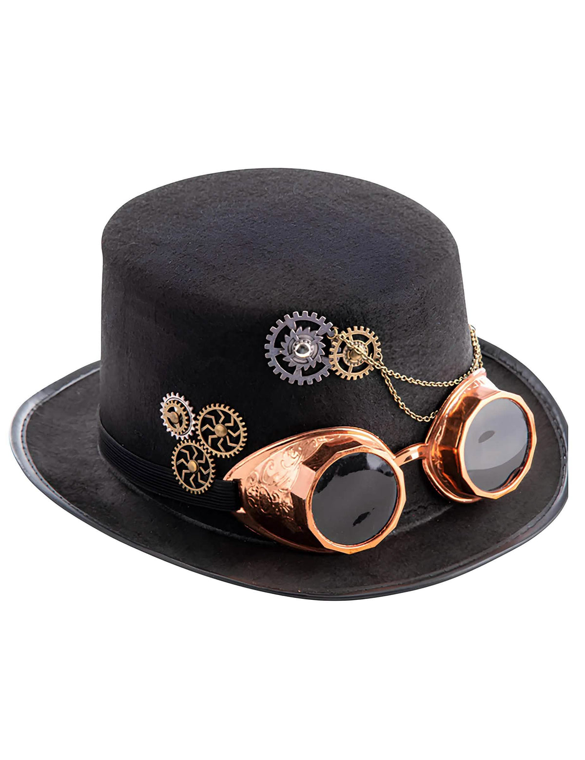 Vedere din trei sferturi a jobenului steampunk pentru adult