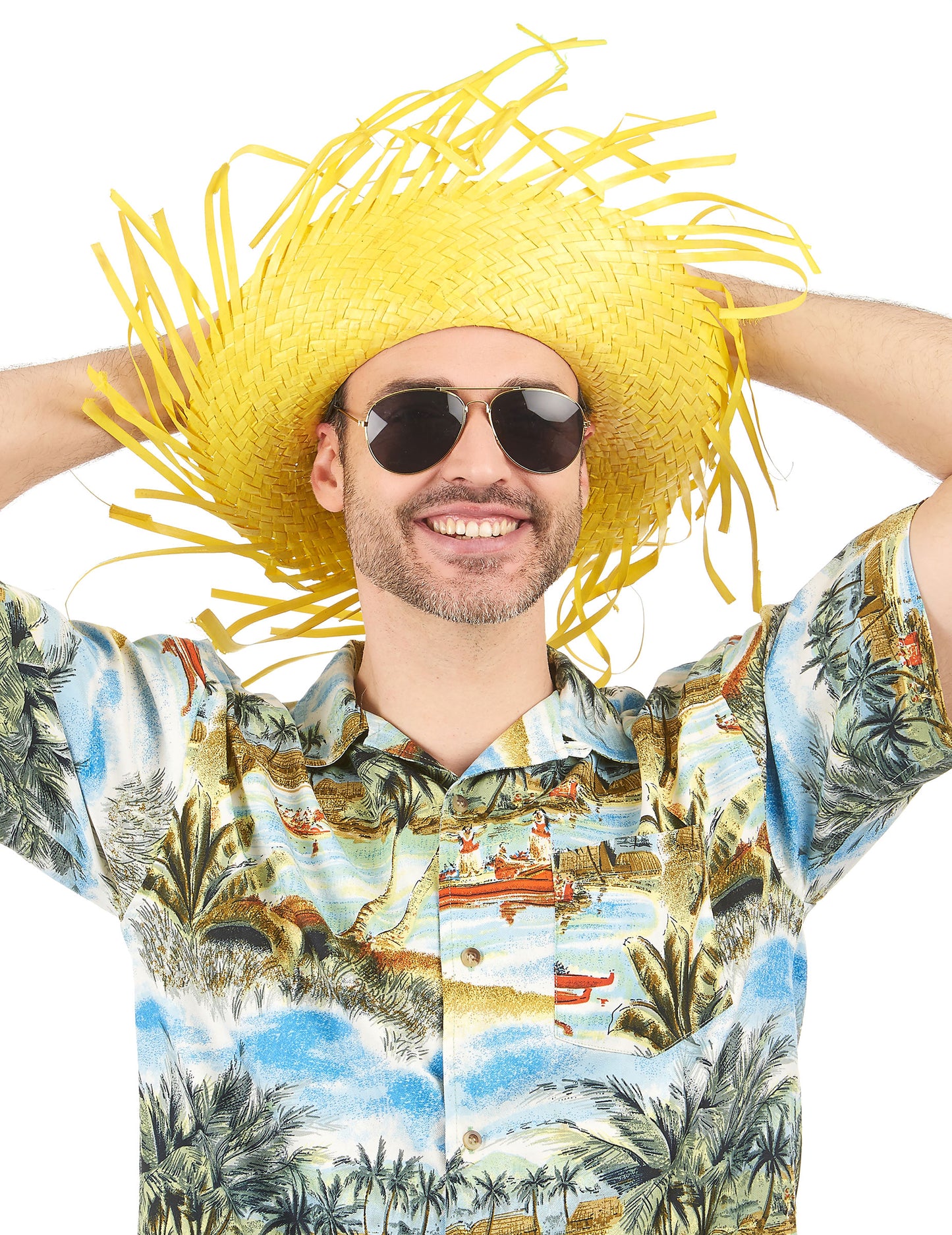 Pălărie de hawai galbenă pentru adulți