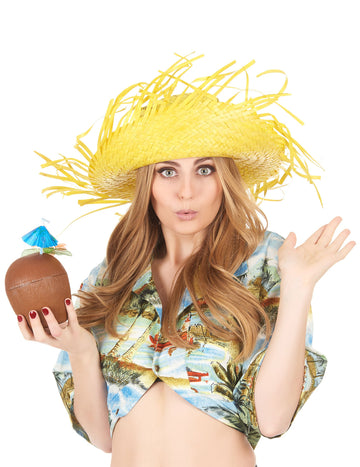 Pălărie de hawai galbenă pentru adulți