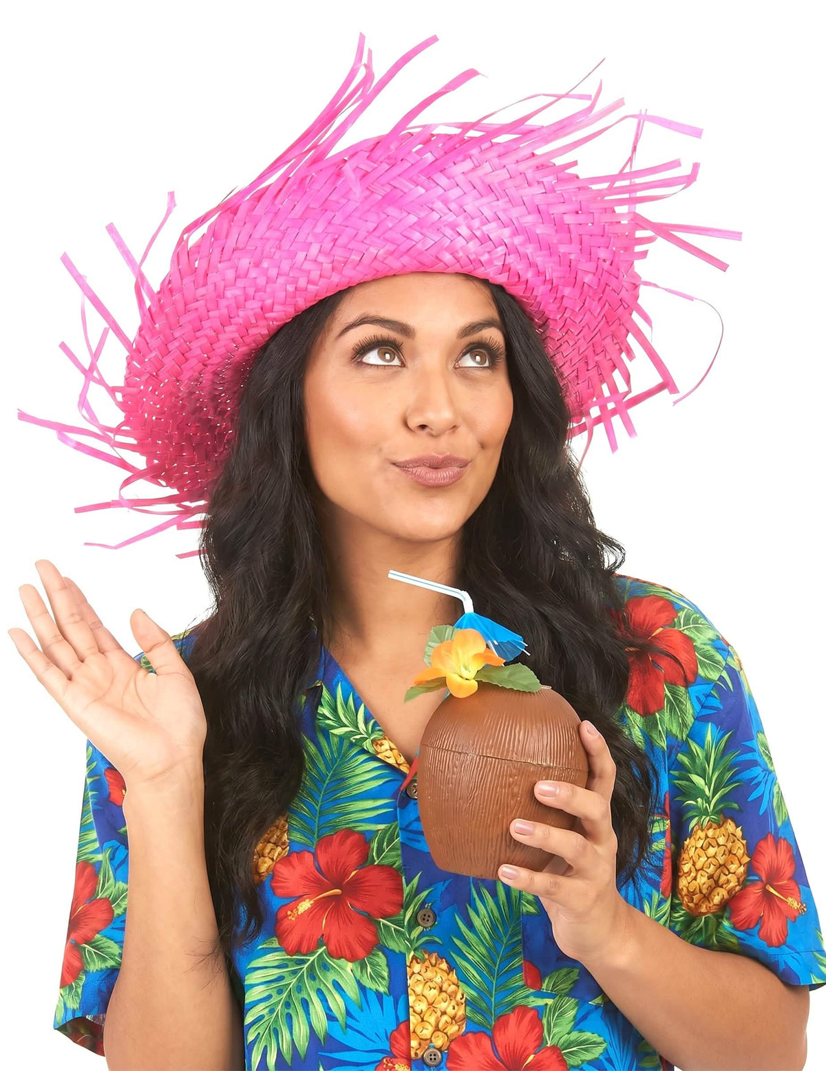 Chapeau Hawaï rose adulte
