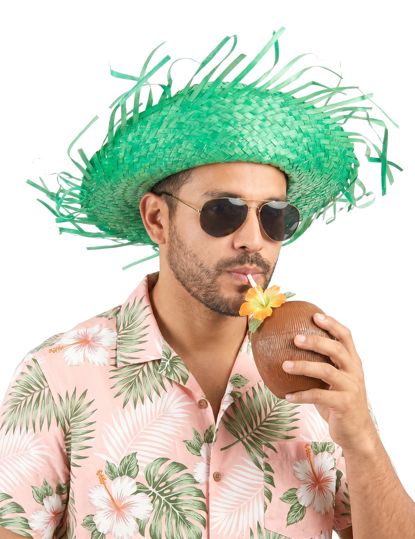 Chapeau Hawaï vert adulte