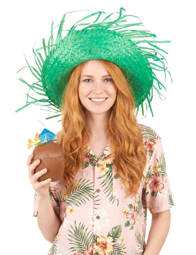 Chapeau Hawaï vert adulte