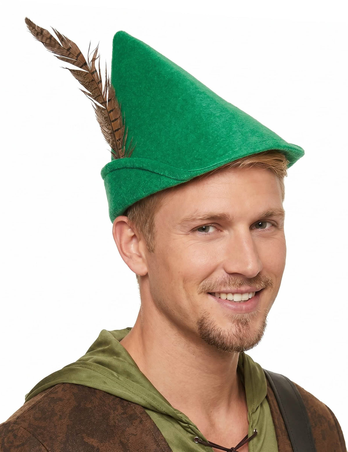 Chapeau homme des bois vert à plume adulte