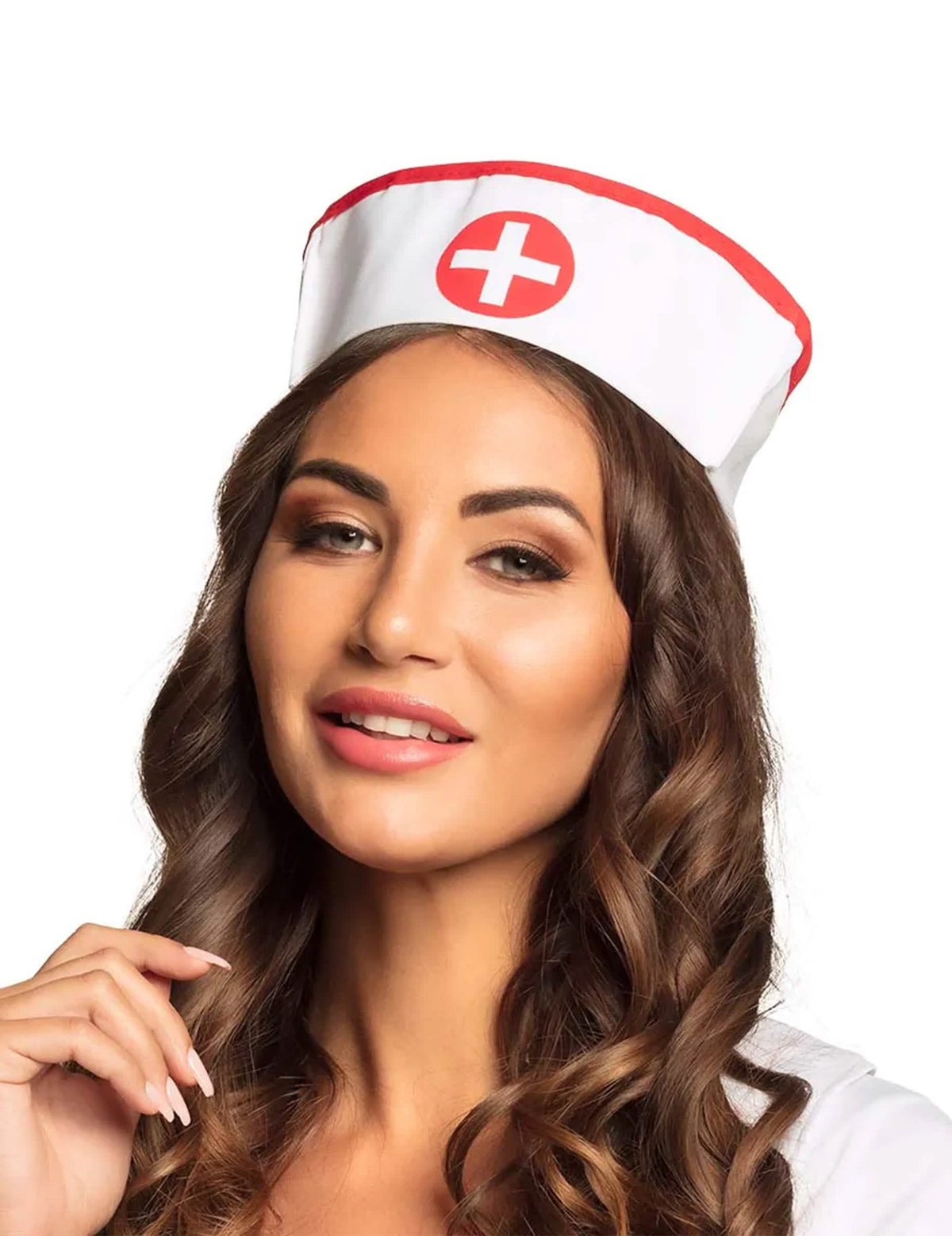 Pălărie de infirmieră pentru femeie alb și roșu cu cruce