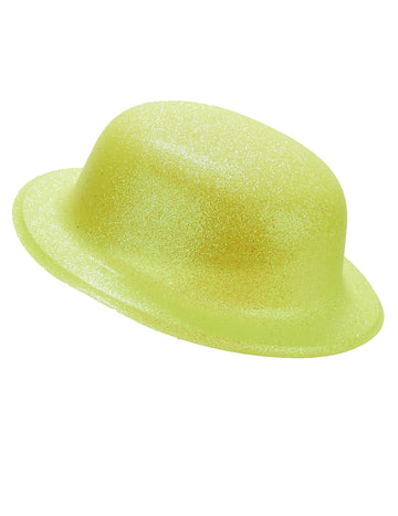 Chapeau melon pailleté pour adulte jaune
