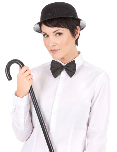 Pălărie de plastic cu sclipici negre adult