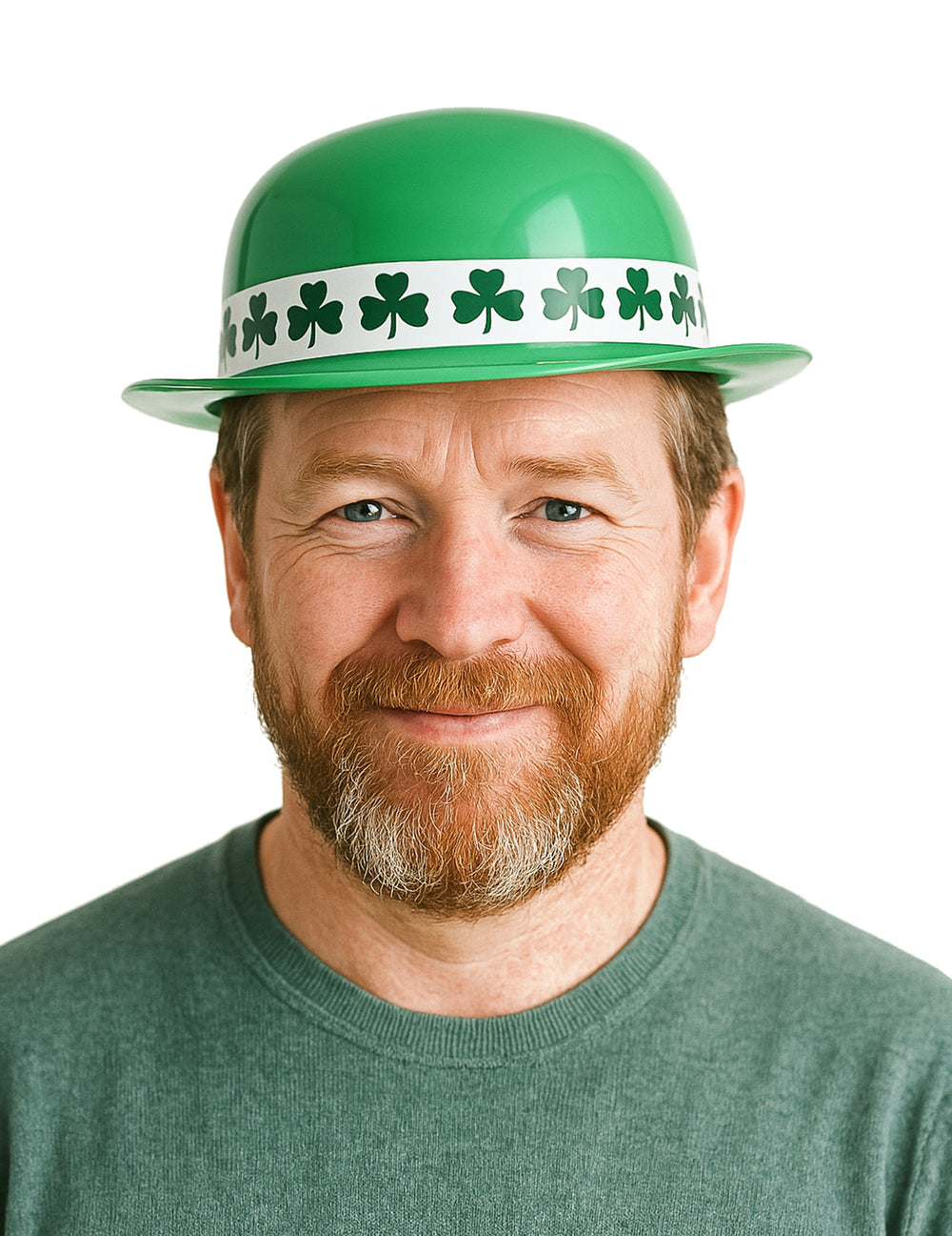 Chapeau melon Saint Patrick pour adulte vert avec bandeau de trèfles