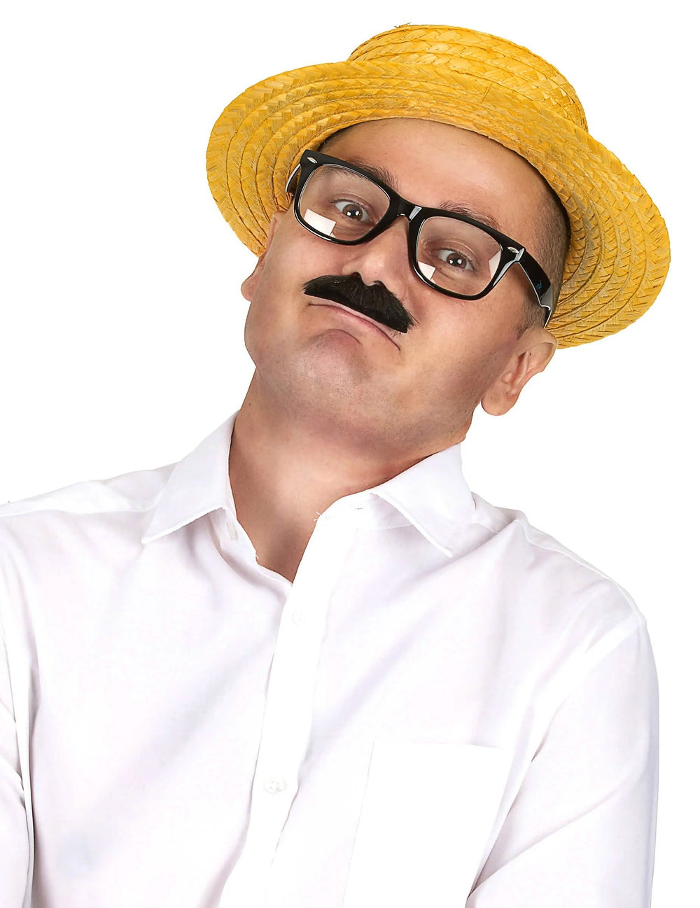 Pălărie de paie canotier pentru adult galben