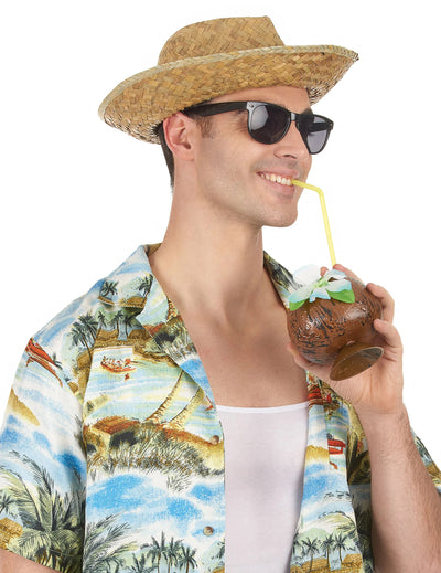 Chapeau Panama en paille pour adulte beige naturel