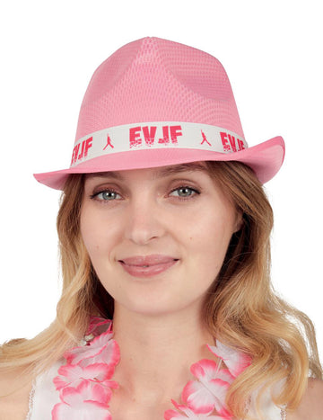 Pălărie EVJF pentru adult, roz, cu panglică albă inscripționată EVJF
