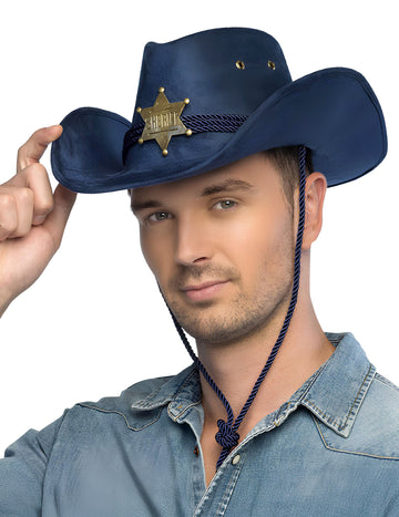 Chapeau Sherif bleu adulte
