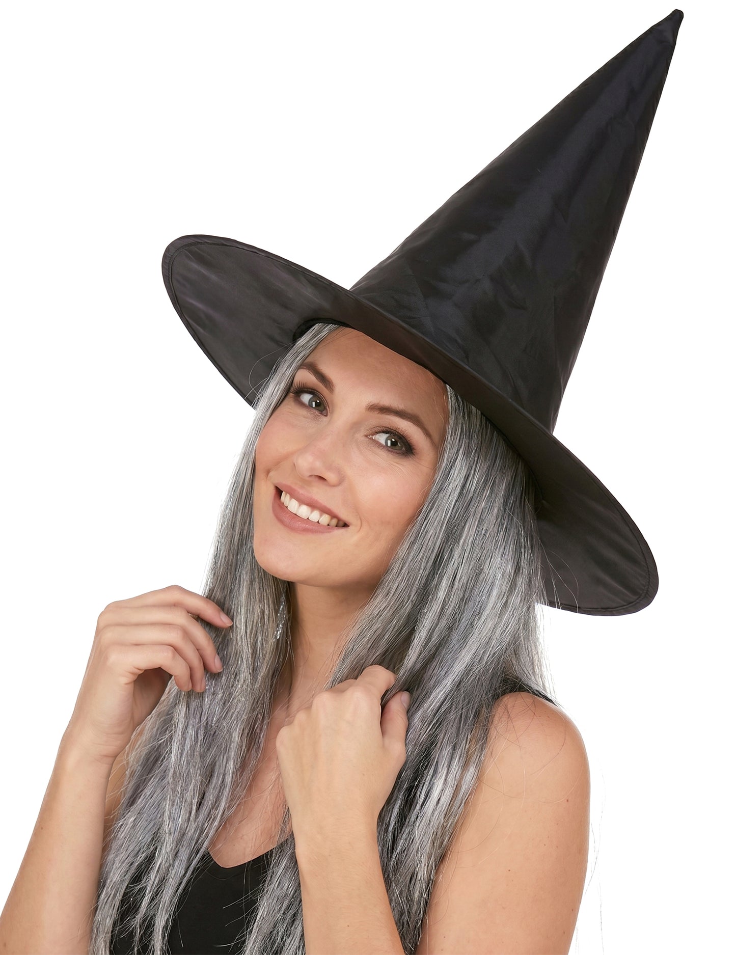 Pălărie vrăjitoare neagră cu părul de Halloween pentru adulți