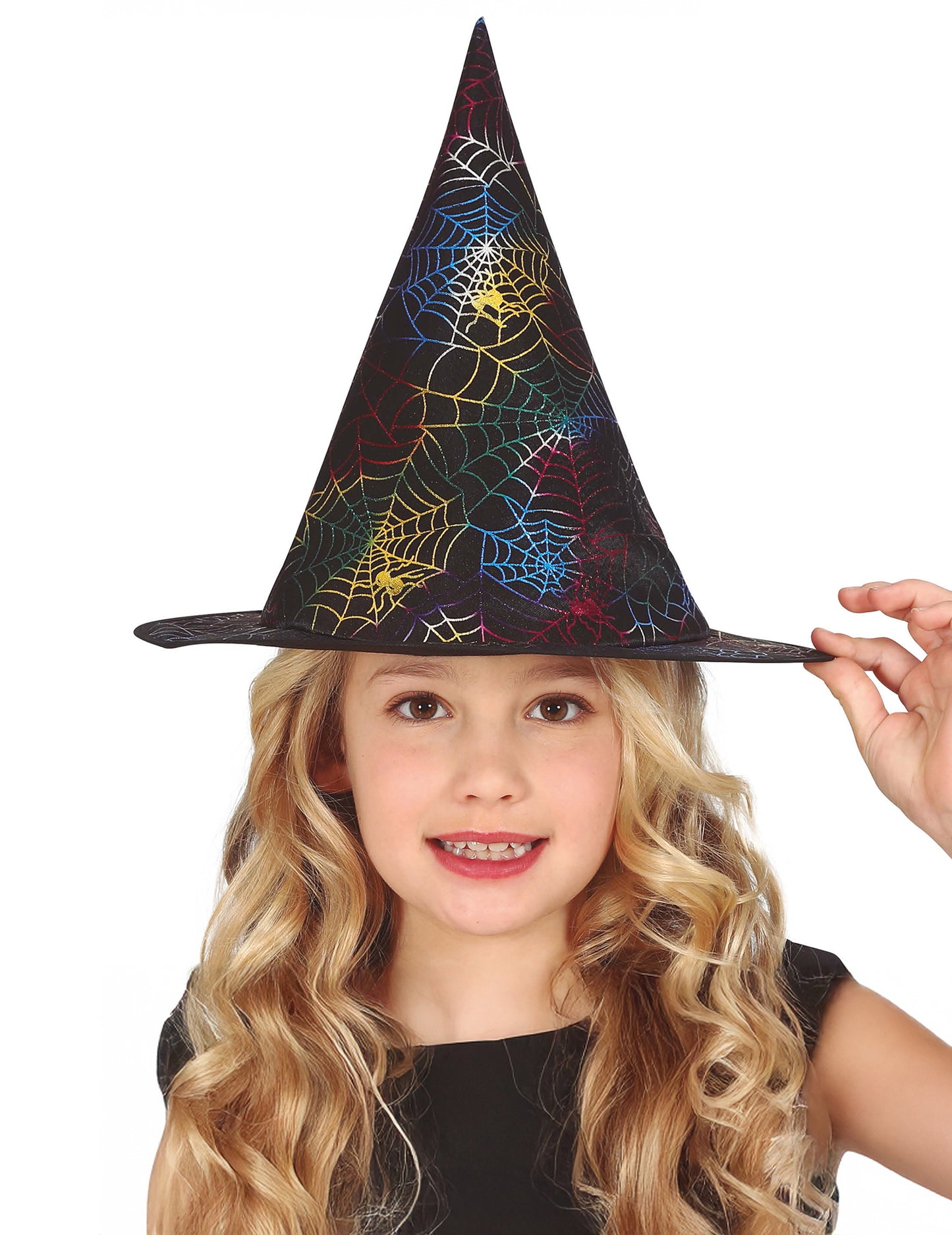 pălărie de vrăjitoare multicoloră din pânză de păianjen pentru copii