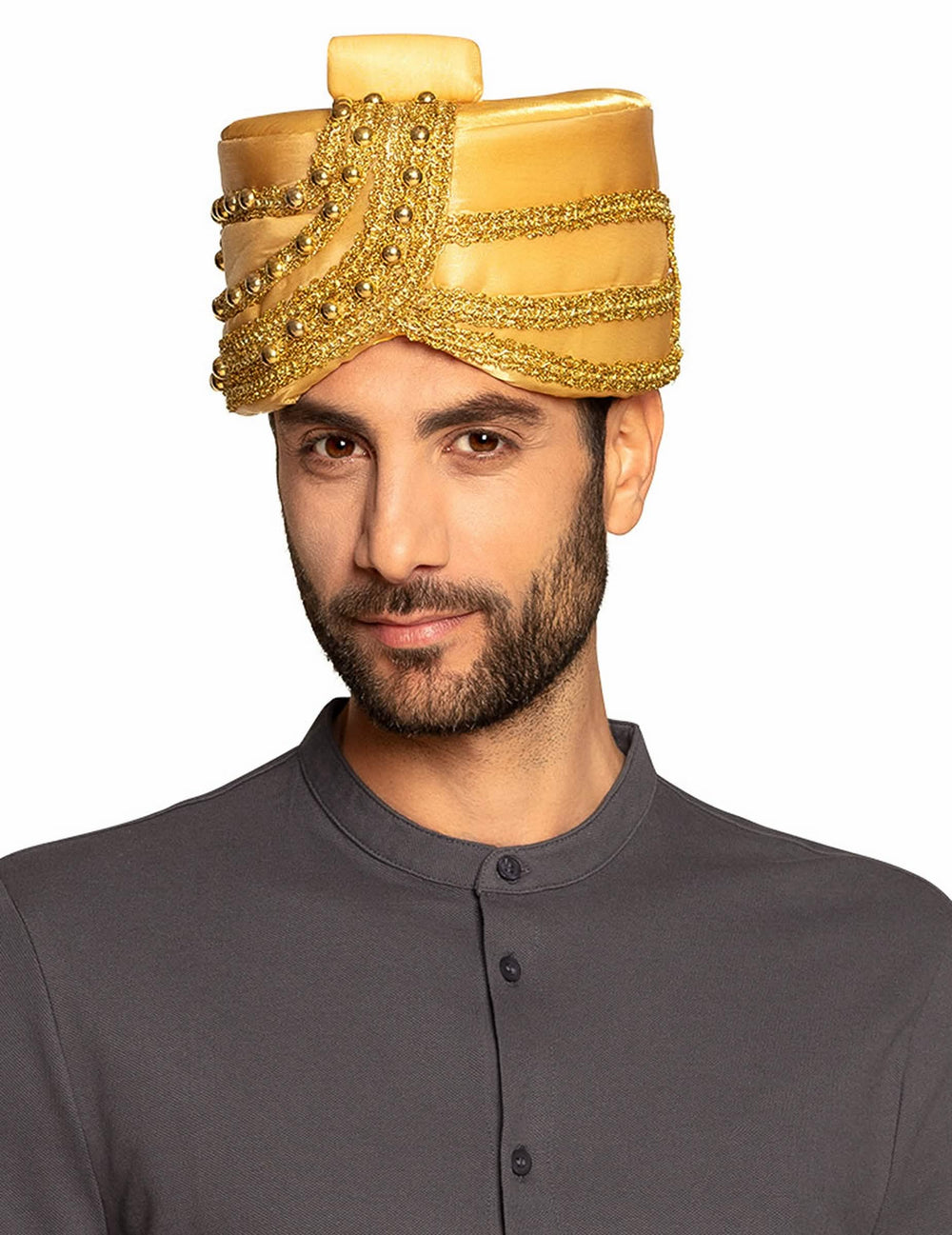 Pălărie de sultan pentru adult auriu cu perle și broderii