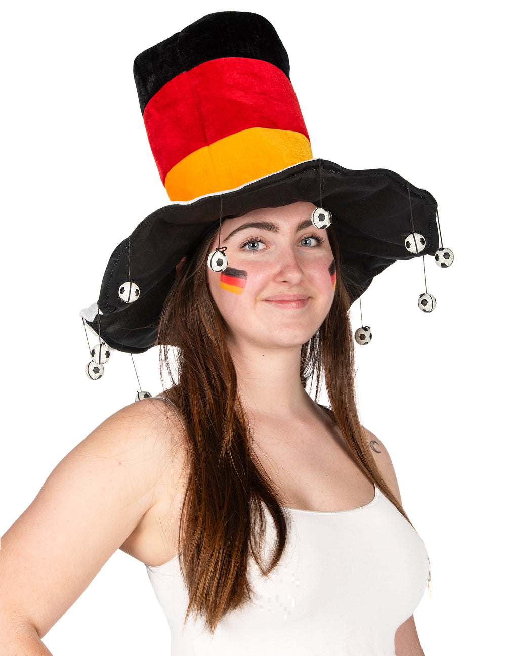Vue de trois-quart du chapeau de supporter allemand