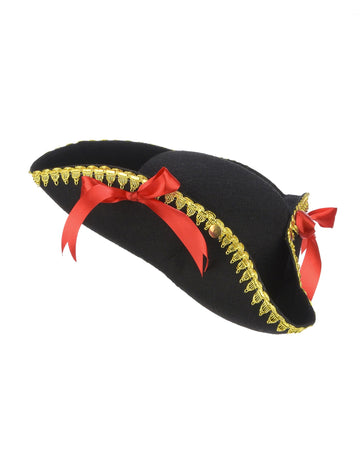 Pălărie tricorn cu arc roșu pentru femei