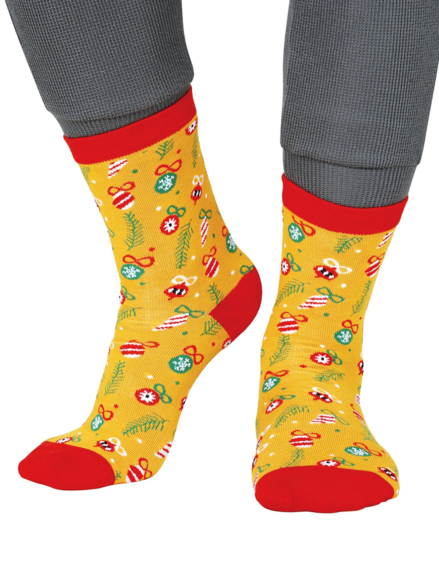 Ciorapi de Crăciun galbeni cu model pentru adulți