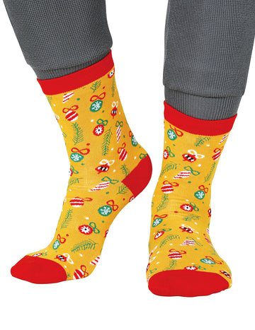 Ciorapi de Crăciun galbeni cu model pentru adulți