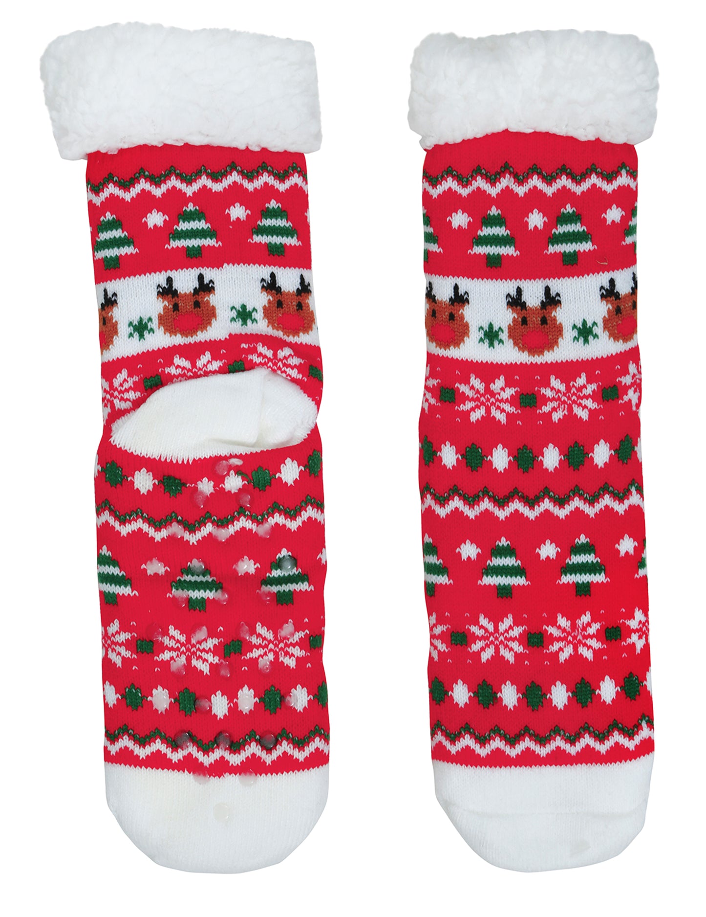 Șosete termice roșii de Crăciun cu reni pentru adulți