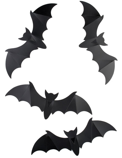 Set de 12 lilieci decorativi de perete pentru Halloween, negri