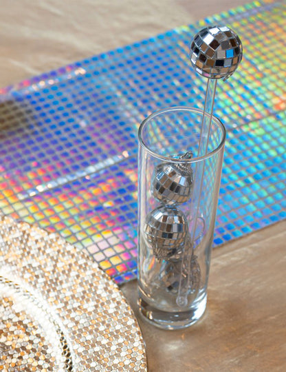 Chemin de table disco effet boule à facette irisé 3 m