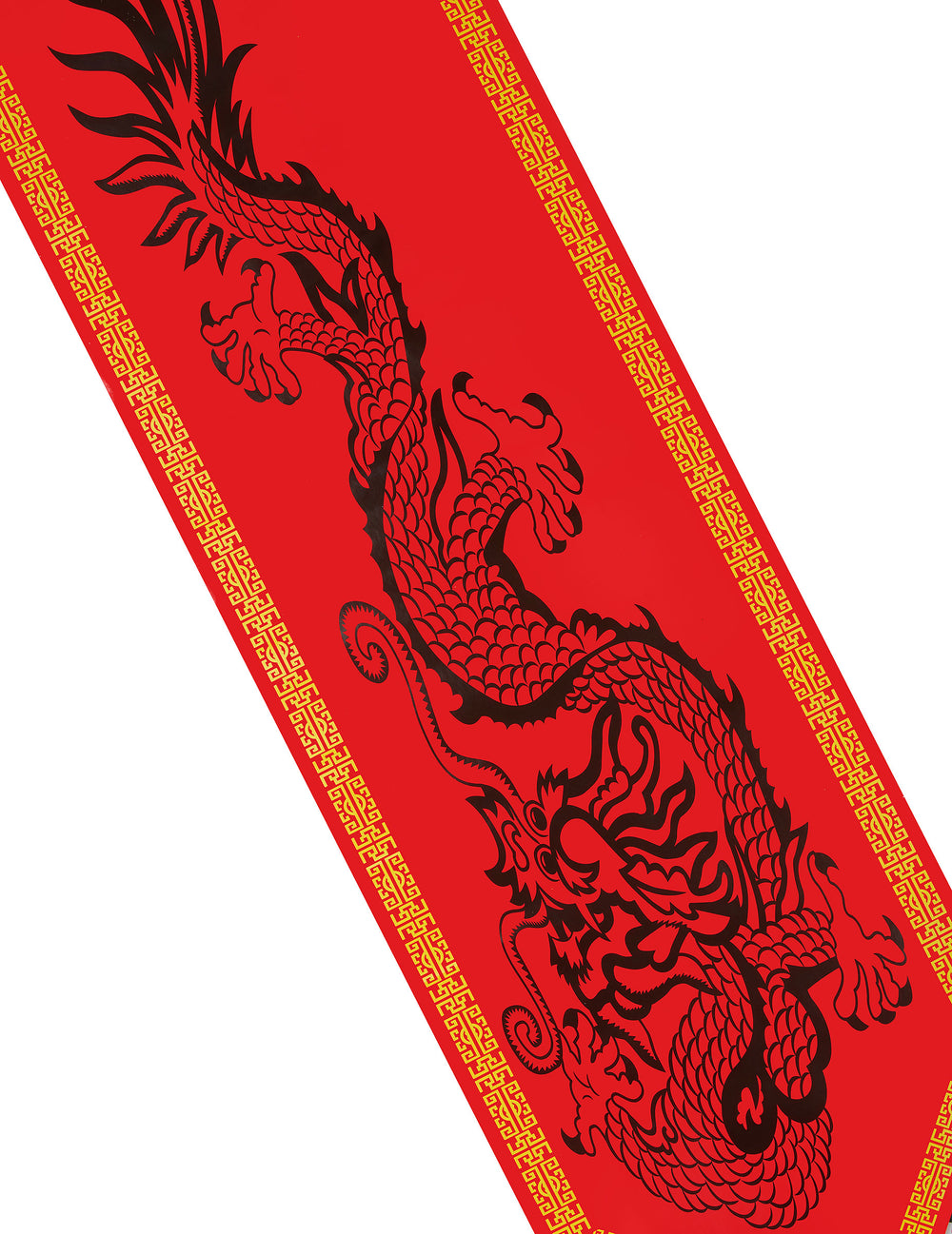 Détail du motif dragon du chemin de table en plastique dragon pour fête