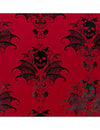 Chemin de table effet velours bordeaux motif crânes baroques noirs 3 m