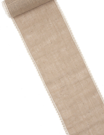 Runner de masă de iută și dantelă 20 cm x 5 m