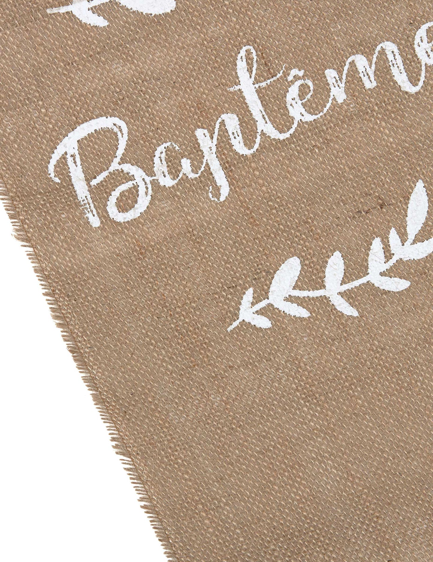 Cornișă de masă din pânză de sac pentru botez cu frunze, 5 m