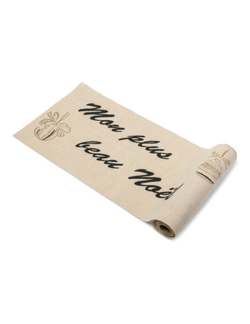 Covor de masă din in, cel mai frumos Crăciun al meu, negru și auriu, 28 cm x 5 m natural