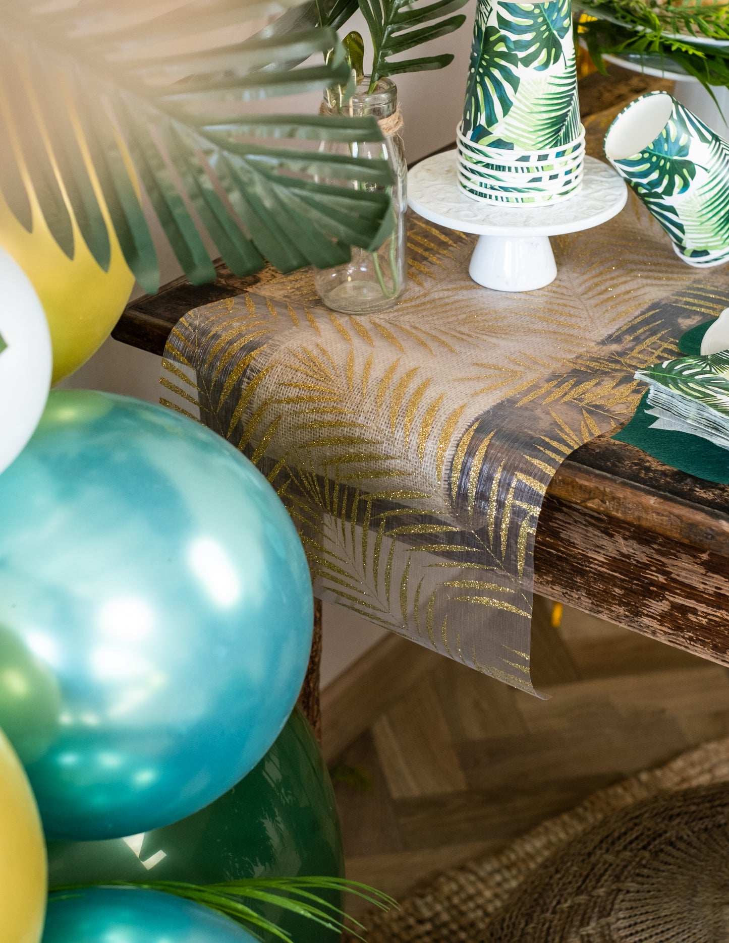 Organza in Organza Golden Glitter Palm 28 cm x 5 m