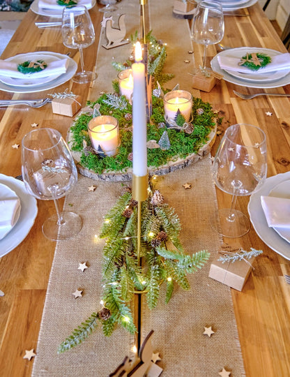 Traversă de masă din pânză de sac 15 cm x 5 m decorațiuni naturale