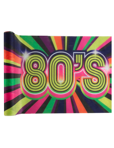 Chemin de table intissé années 80 multicolore néon