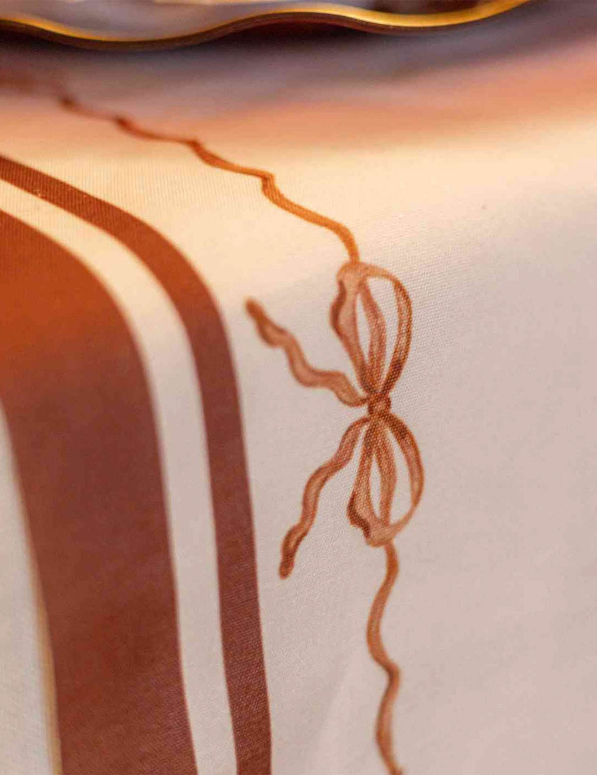 Traversă de masă Noduri frumoase din material crem auburn și pământ ars 28 cm x 3 m