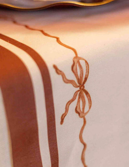 Traversă de masă Noduri frumoase din material crem auburn și pământ ars 28 cm x 3 m