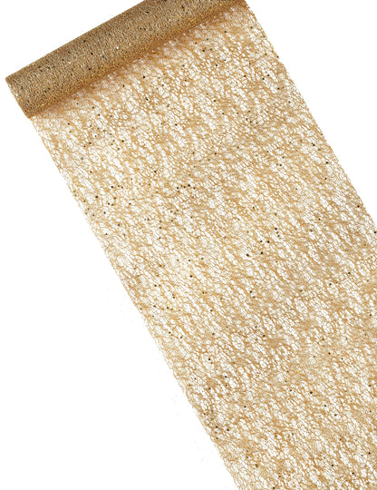 Traversă de masă cu paiete aurii metalice, 28 cm x 5 m