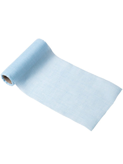 Chemin de table mousseline pour baptême bleu ciel