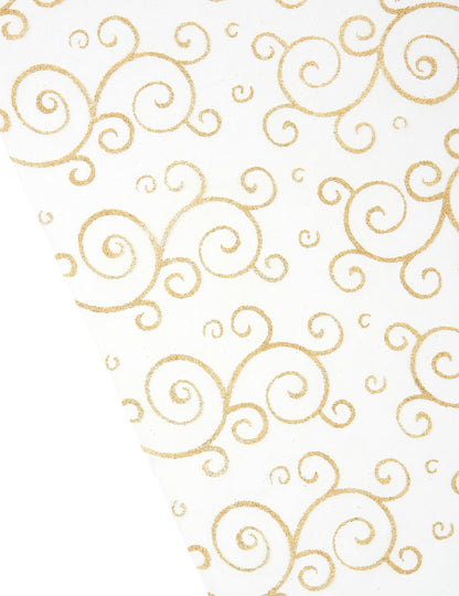 Organza Golden Table Arabesques cu paiete 28 cm x 5 m