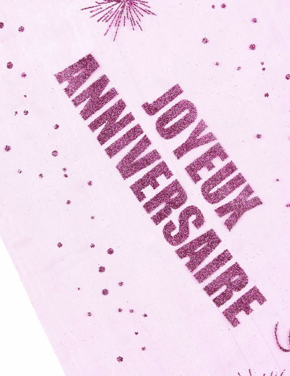 Față de masă din organza strălucitoare fuchsia pentru la mulți ani 29 cm x 5 m