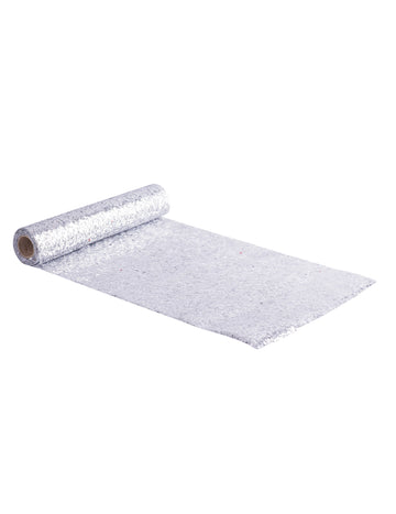 Traversă de masă cu paiete argintii 28 cm x 3 m reglabil