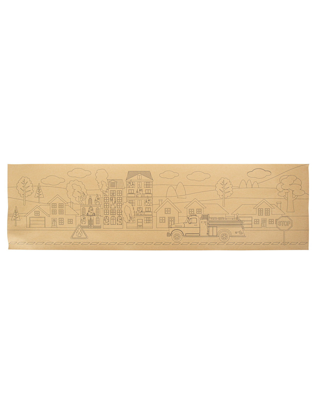 Chemin de table pompier à colorier pour enfant kraft et noir